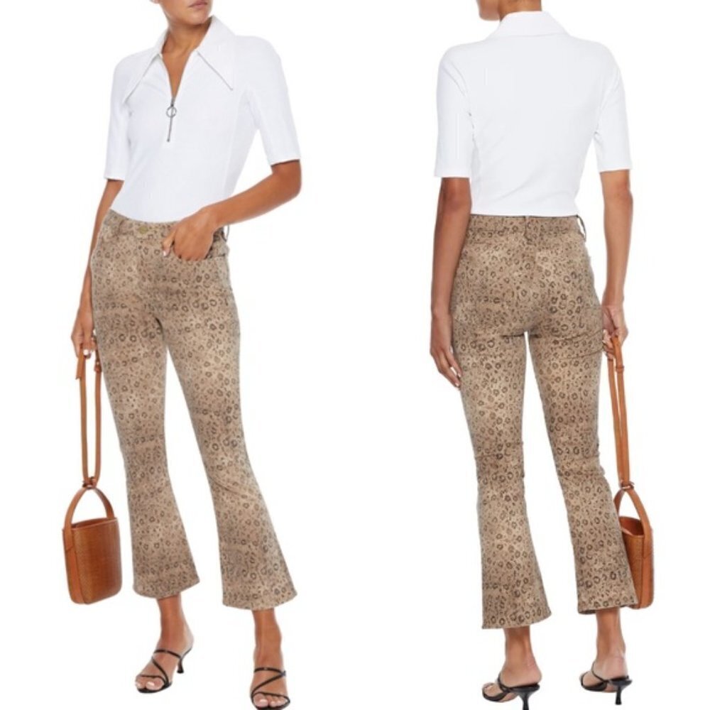 FRAME Le Crop Mini Boot Snake-print Mid-rise Bootcut Jeans Size 28